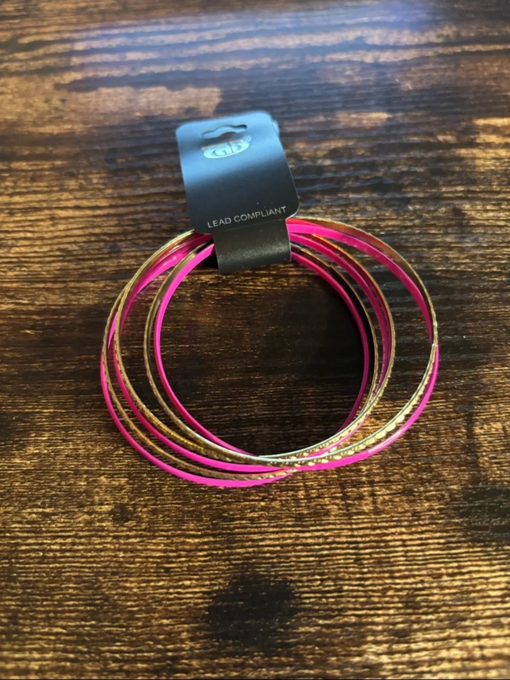 Pink and Gold 6 Women’s‎ Bangle Bracelet Set